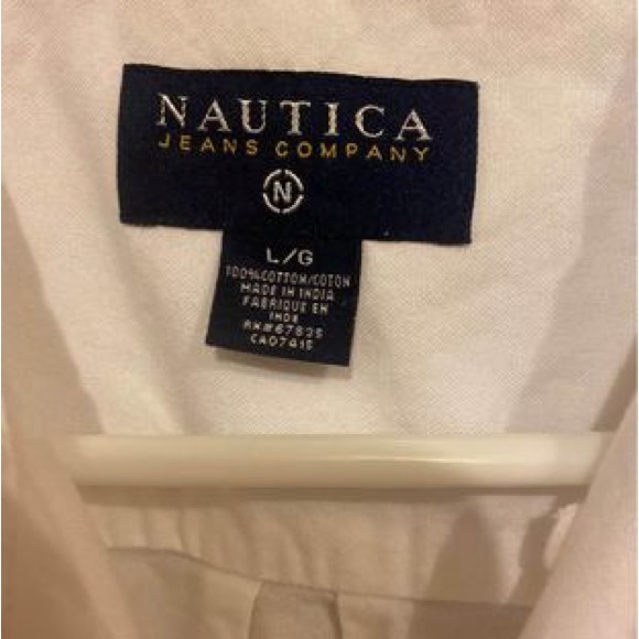 CLOSET CLEAR OUT Jrs Large White Nautica Button Up No Stains Measurements N Pics - Picture 7 of 11